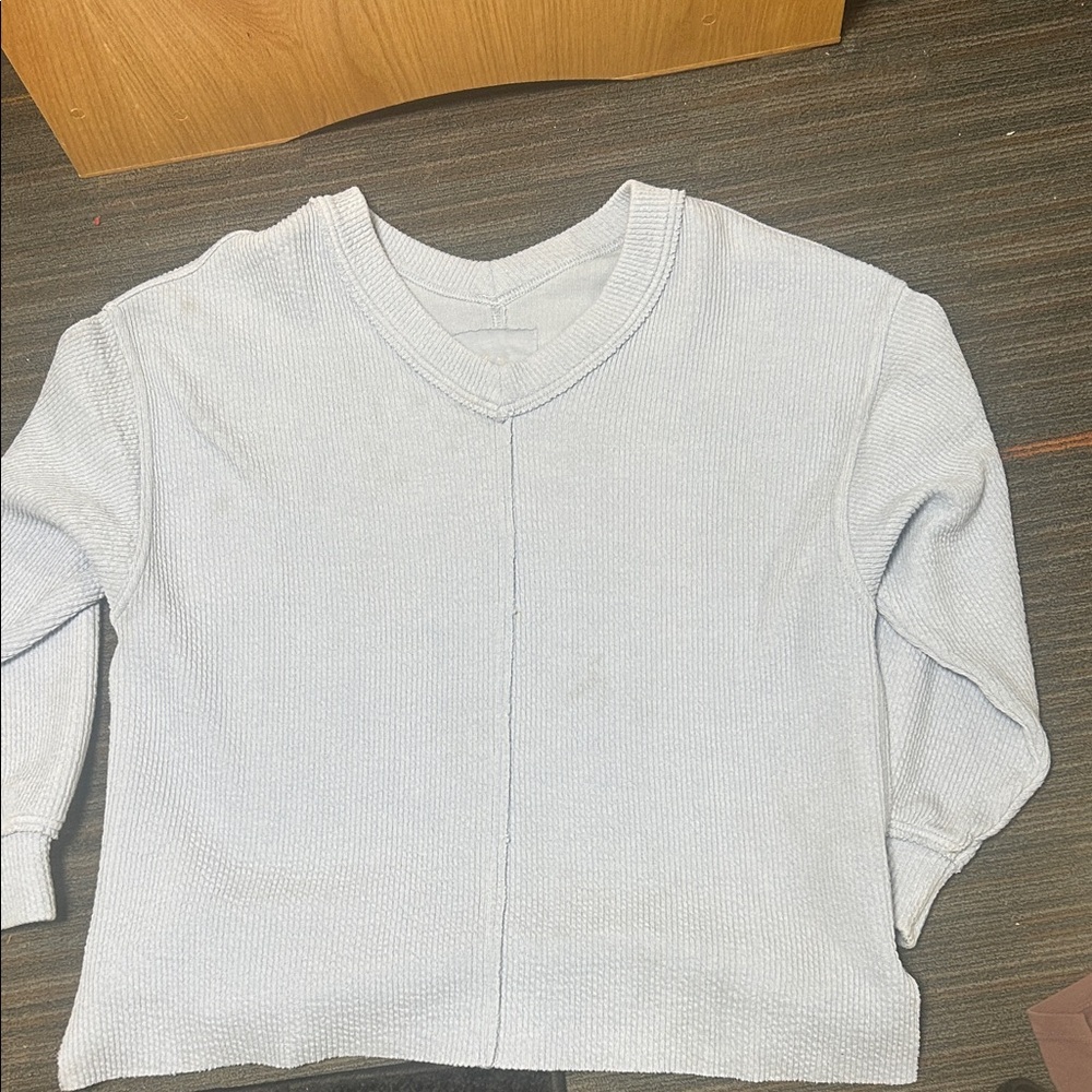 Aerie Soft Blue Off-the-Shoulder Sweater